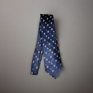 Vintage Holidays Brand Christmas Necktie Navy Santa’s Snowflakes Holly